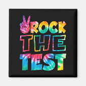 Rock The Test Testing Day Retro Motivational Teach マグネット (正面)