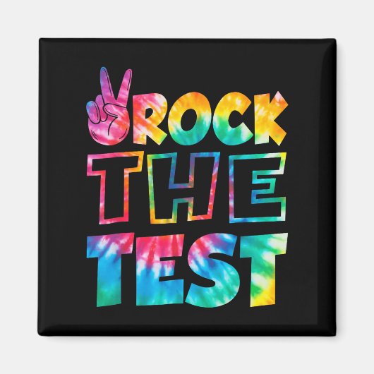 Rock The Test Testing Day Retro Motivational Teach マグネット (正面)