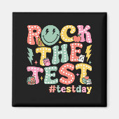 Rock The Test Testing Day Retro Motivational Teach マグネット (正面)
