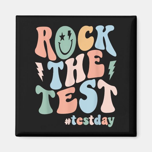 Rock The Test Testing Day Retro Motivational Teach マグネット (正面)