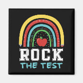 Rock The Test Testing Day Retro Motivational Teach マグネット (正面)