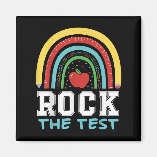 Rock The Test Testing Day Retro Motivational Teach マグネット (正面)