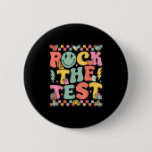 Rock The Test Testing Day Retro Motivational Teach 缶バッジ (正面)