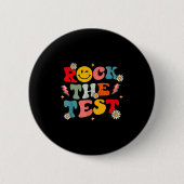 Rock The Test Testing Day Retro Motivational Teach 缶バッジ (正面)