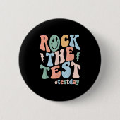 Rock The Test Testing Day Retro Motivational Teach 缶バッジ (正面)