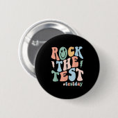 Rock The Test Testing Day Retro Motivational Teach 缶バッジ (正面&裏面)