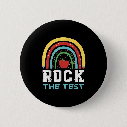 Rock The Test Testing Day Retro Motivational Teach 缶バッジ (正面)