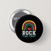 Rock The Test Testing Day Retro Motivational Teach 缶バッジ (正面&裏面)