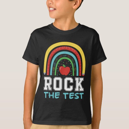 Rock The Test Testing Day Retro Motivational Teach Tシャツ (正面)