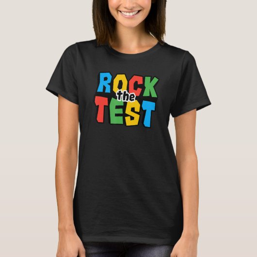 Rock The Test Testing Day Retro Motivational Teach Tシャツ (正面)