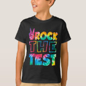 Rock The Test Testing Day Retro Motivational Teach Tシャツ (正面)