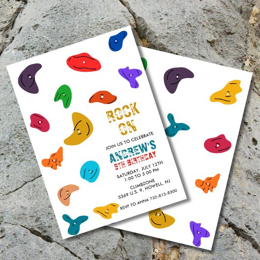 Rock Wall Climbing Birthday  招待状