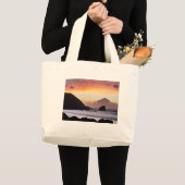 Rockawayのビーチの日没 ラージトートバッグ (正面(商品))