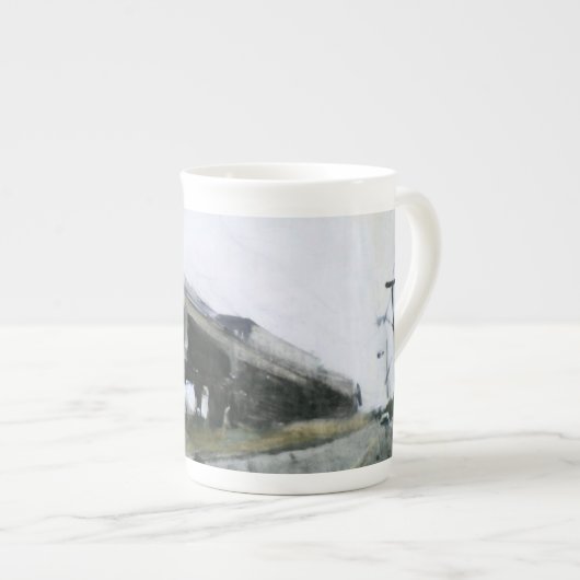 rockawayビーチのAtrainの女王橋コップ ボーンチャイナマグカップ (正面右)