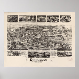 Rockaway NJ (1902年)のヴィンテージの絵解き地図 ポスター