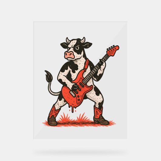 Rocker Cow、Cow 遊's Guitar アクリルサイン (正面)