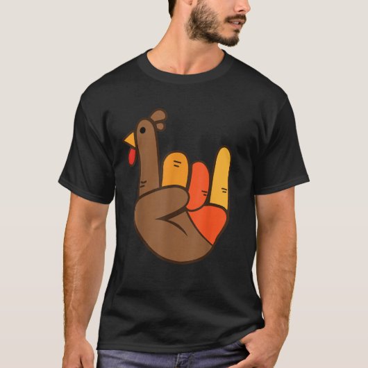 rocker Hand Turkey rock funny Thanksgiving men boy Tシャツ (正面)