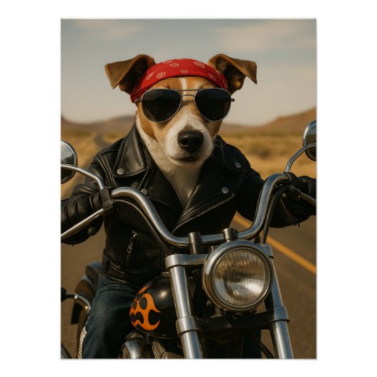 Rocker Jack Russell auf dem Highway ポスター (正面)
