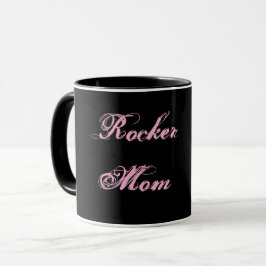 Rocker Mom Cocoa & Coffee Mug (Black & Pink) マグカップ