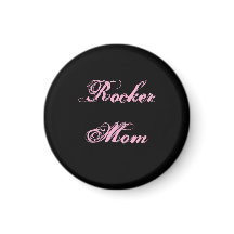 Rocker Mom Fridge Magnet (Black & Pink)