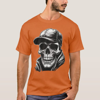 Rocker Skeleton Cap Skater Cool Halloween Punk Roc Tシャツ
