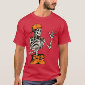 Rocker Skeleton Cap Skater Cool Halloween Punk Roc Tシャツ (正面)
