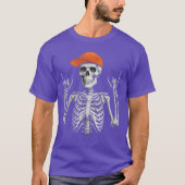Rocker Skeleton Cap Skater Cool Halloween Punk Roc Tシャツ (正面)