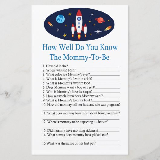 Rocket赤ちゃんシャワーゲームをどれだけ知っているか (正面)