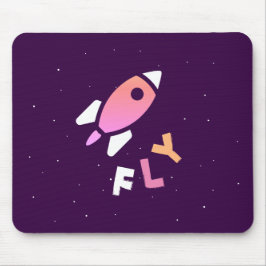 Rocket – パープル&ピンクの抽象芸術アートポップ・アートの。フライ！ マウスパッド