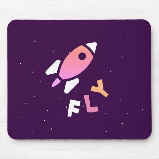 Rocket – パープル&ピンクの抽象芸術アートポップ・アートの。フライ！ マウスパッド (正面)