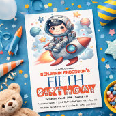 Rocket Astronaut Boy's 5th Birthday 招待状