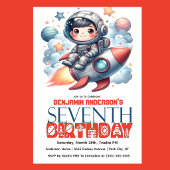 Rocket Astronaut Boy's 7th Birthday 招待状