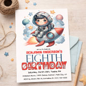 Rocket Astronaut Boy's 8th Birthday 招待状