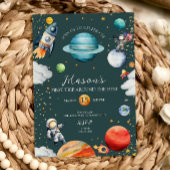 Rocket & Astronaut First Trip Around the Sun Space 招待状