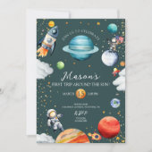 Rocket & Astronaut First Trip Around the Sun Space 招待状 (正面)