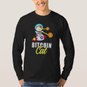 Rocket Bitcoin Cat Laser Eyes Coins暗号通貨 Tシャツ (正面)