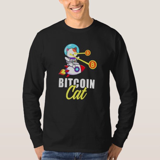 Rocket Bitcoin Cat Laser Eyes Coins暗号通貨 Tシャツ (正面)