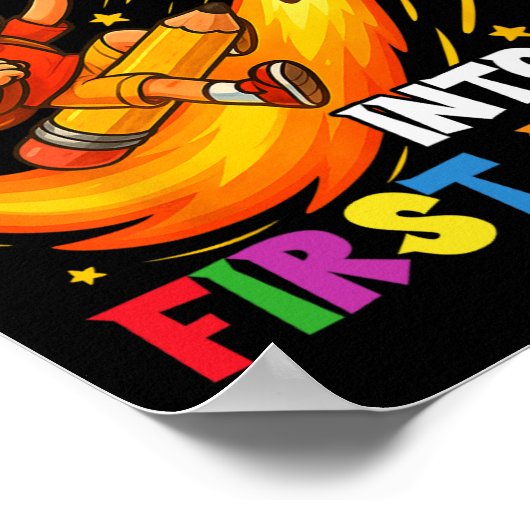 Rocket Blast Off Into First Grade Funny Back To Sc ポスター (角)