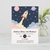 Rocket Launch & Starry Night Sky Birthday  招待状 (スタンド正面)