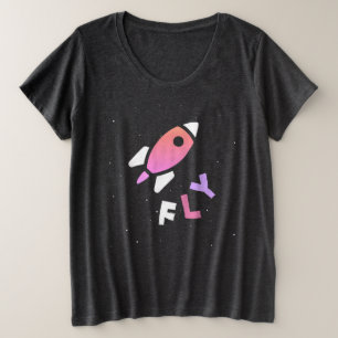 Rocket - Purple & PinkAbstract ポップ・アートの Art. FLY! プラスサイズTシャツ
