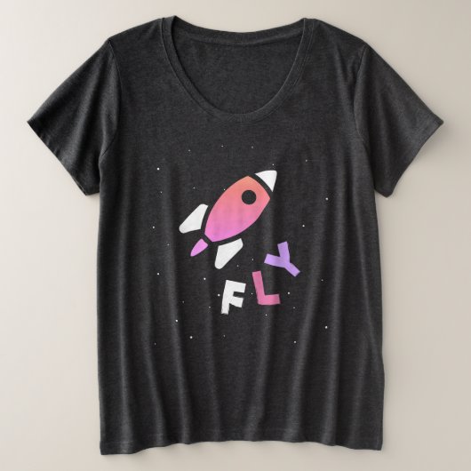 Rocket - Purple & PinkAbstract ポップ・アートの Art. FLY! プラスサイズTシャツ (デザイン正面)