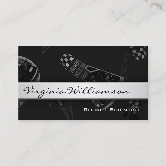 Rocket Scientist モダン Black Business Card 名刺 (正面)