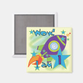 Rocket Ship 1st誕生日Tシャツとギフト マグネット (正面/裏面)