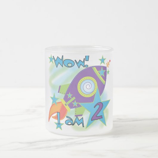 Rocket Ship 2nd誕生日Tシャツとギフト フロストグラスマグカップ (中央)