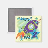 Rocket Ship 2nd誕生日Tシャツとギフト マグネット (正面/裏面)