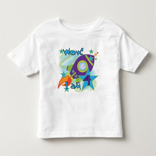Rocket Ship 4th誕生日Tシャツとギフト トドラーTシャツ (正面)