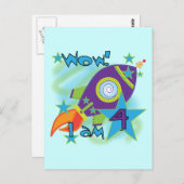 Rocket Ship 4th誕生日Tシャツとギフト ポストカード (正面/裏面)