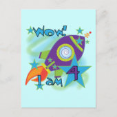 Rocket Ship 4th誕生日Tシャツとギフト ポストカード (正面)