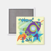 Rocket Ship 4th誕生日Tシャツとギフト マグネット (正面/裏面)