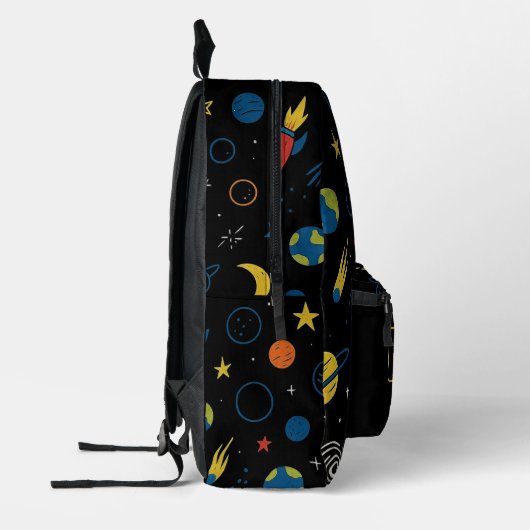 Rocket Ship Backpack with Solar System Design プリントバックパック (左)